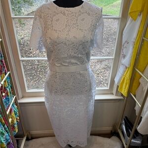 Eva Mendes for New York & Company White Lace Midi Dress